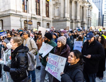 Protesters outside of City Hall