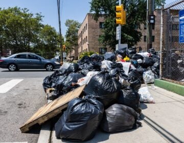 A pile of trash bags at Piccoli Playground