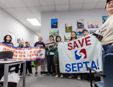 SEPTA protesters inside Joe Picozzi’s office