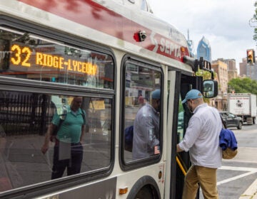 Giulio Sorgini boards the 32 bus at Broad and Christian Streets