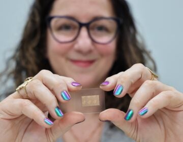 Denise Botcheos holds up a Suboxone film