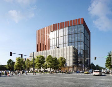 An artist rendering of a building at 3838 Market Street in Philadelphia