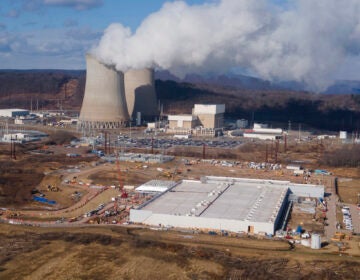 an aerial view of a data center owned by Amazon Web Services