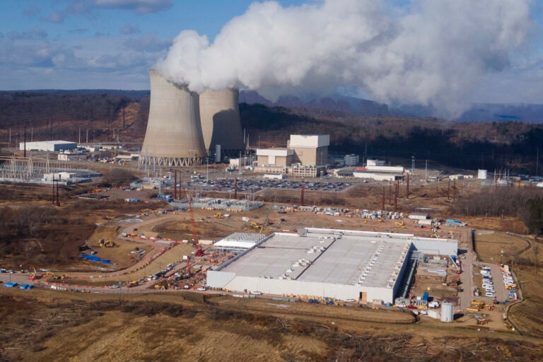 an aerial view of a data center owned by Amazon Web Services