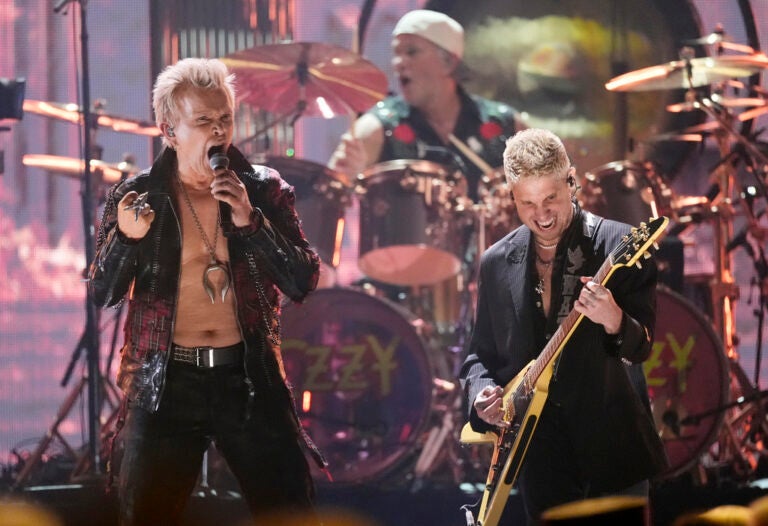 Singer Billy Idol performs at the Rock and Roll Hall of Fame