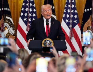 Trump speaking to the press