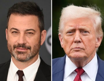 TV host Jimmy Kimmel on the left and President Donald Trump on the right. (AP Photo)