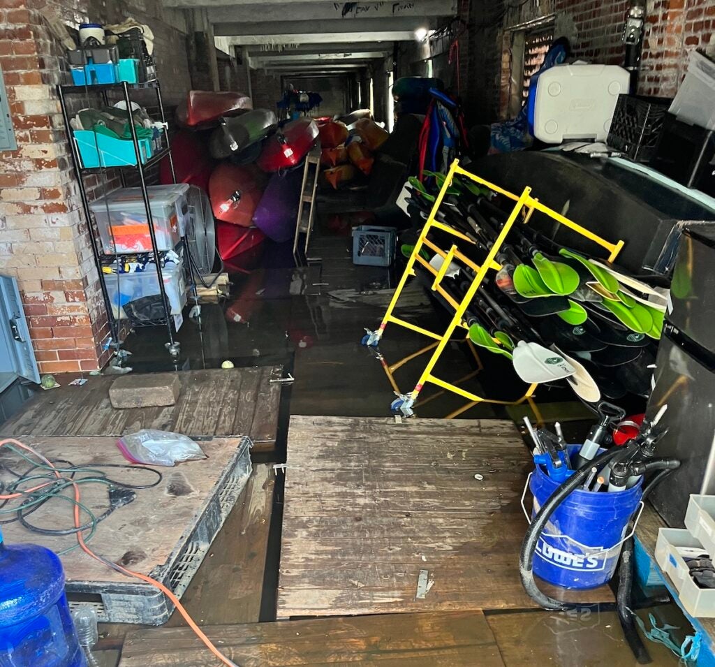 Interior after boathouse flooding
