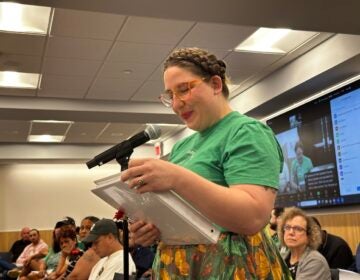 Sarah Dziunycz speaking at Camden County Board of Commissioners