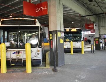 NJ Transit buses dock at Walter Rand Transportation Center in Camden