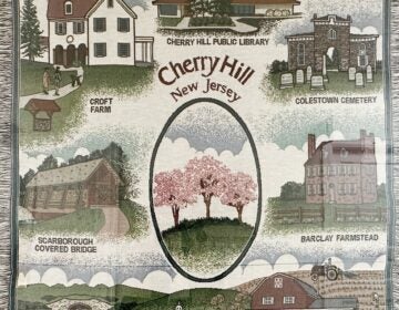 a blanket with sumbols of Cherry Hill New Jersey