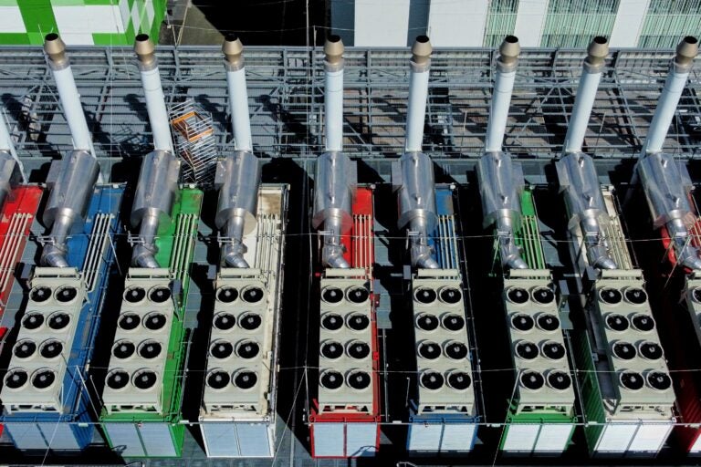 The roof of a data centre is pictured