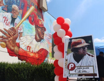 A mural for Philadelphia Phillies legend Dick Allen on the side of a building