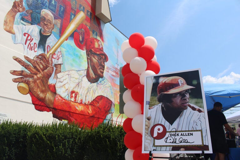 A mural for Philadelphia Phillies legend Dick Allen on the side of a building