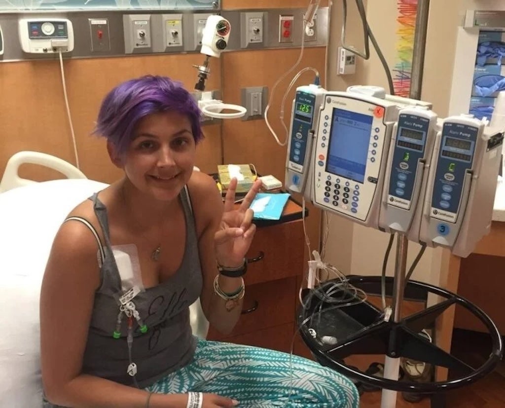 Elle Crofton was diagnosed with a rare blood cancer on her 25th birthday while living in Philly. She checked into the hospital the night before her bone marrow transplant, which was made possible by a donor on the National Marrow Donor Registry. (Courtesy of Elle Crofton)