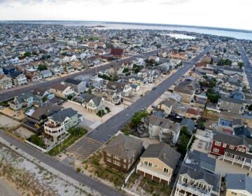 aerial view of a beach town
