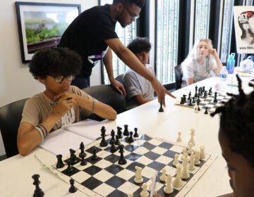Black male youths play chess