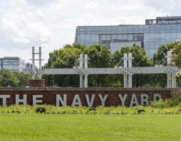 a sign reads The Navy Yard in Philadelphia