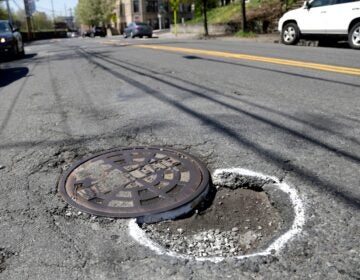 a pothole in the street