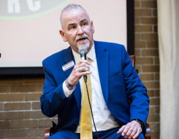 Former judge Pat Dugan at a forum hosted by the Human Rights Coalition for Philadelphia Democratic candidates for DA on March 11, 2025.