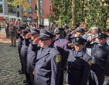 Members of Philadelphia’s police and fire departments gather