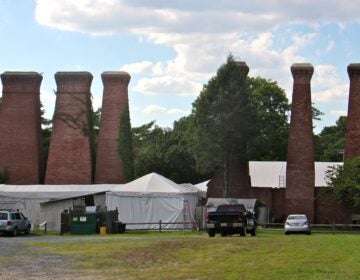 The smokestacks of the former Lucas paint factory in Gibbsboro