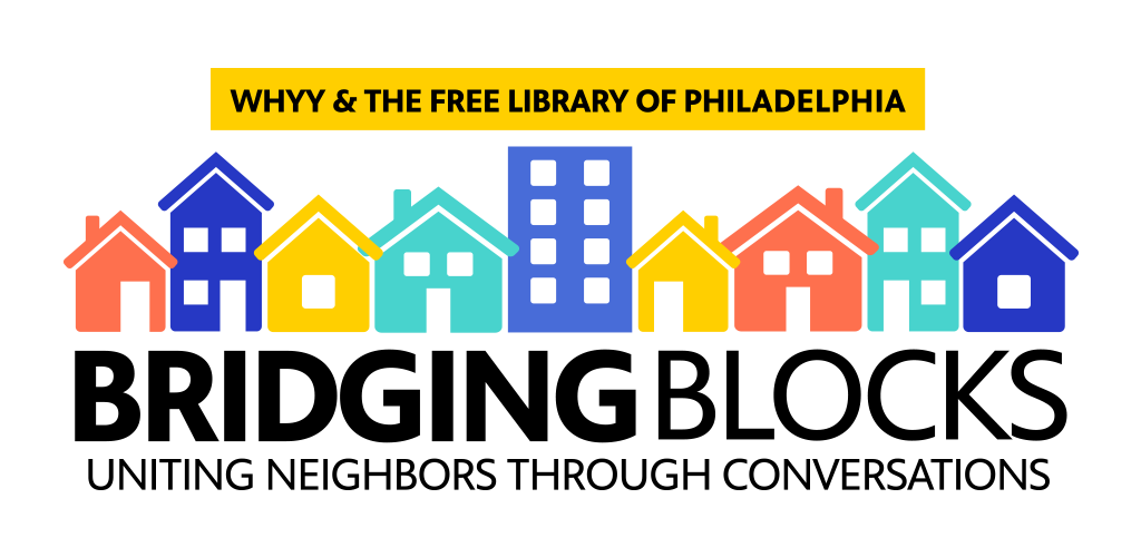 A logo for Bridging Blocks, a collaboration between WHYY and the Free Library of Philadelphia