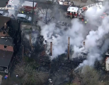 Aerials of fire-damaged houses