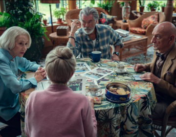 Pierce Brosnan, Helen Mirren, Ben Kingsley, and Celia Imrie in The Thursday Murder Club